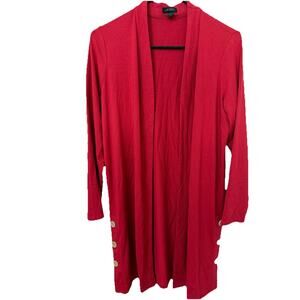 J. Jill Women’s Red Lon Sleeve Open Front Cardigan Sweater Size Petite